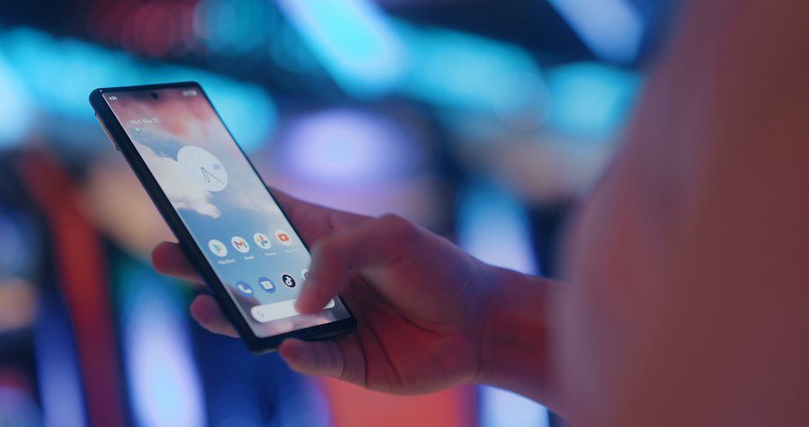 Hand using an Android phone